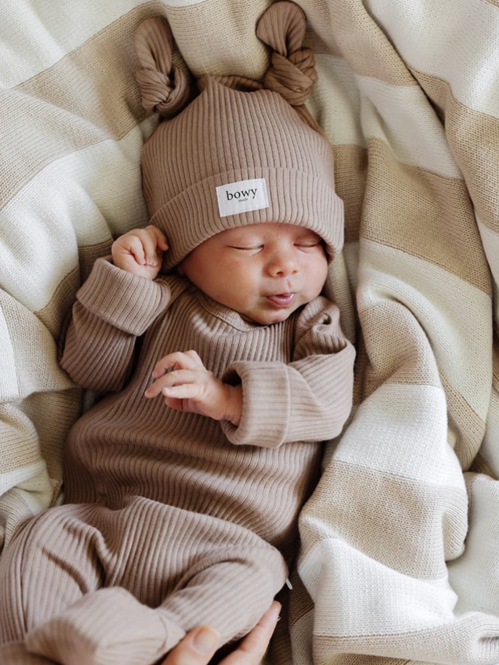 NWT Bowy Made Newborn Onesie and Hat Chocolate